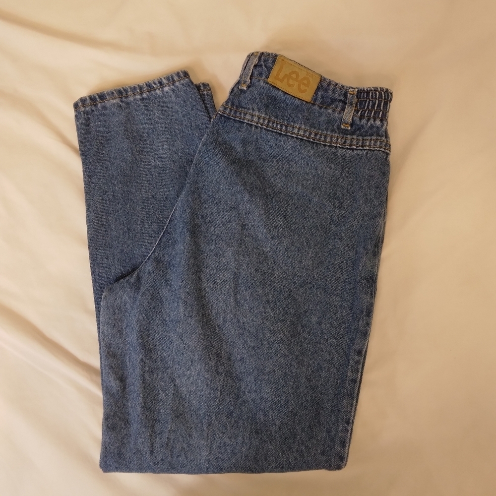 Size 14 Petite Mom Jeans Tapered Leg Elastic Waist by Lee